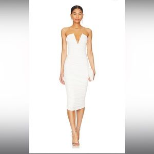 Vivienne Ruched Midi Dress in White
superdown
